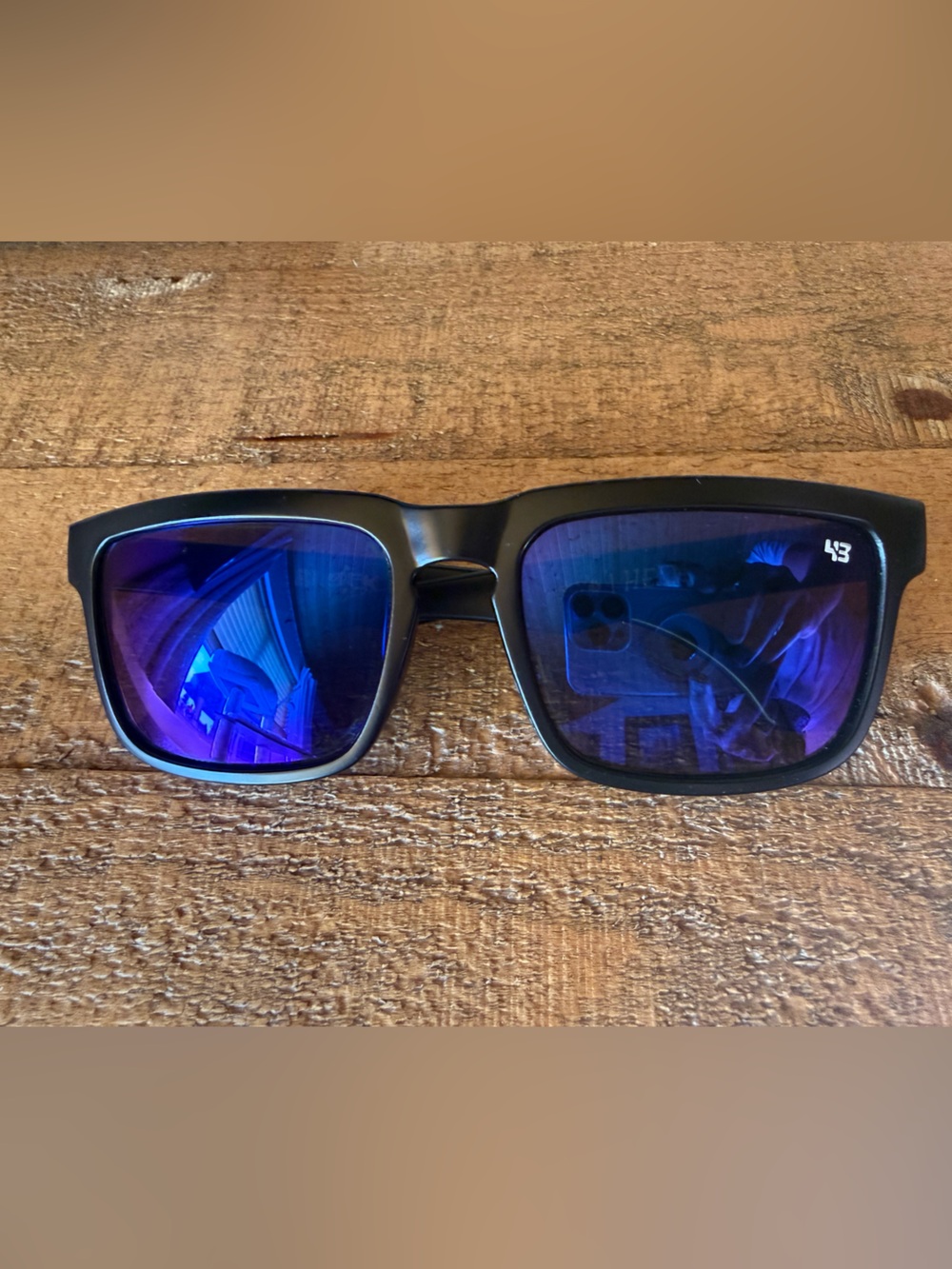 SPY Matte Black Sunglasses with Blue Polarized Lenses